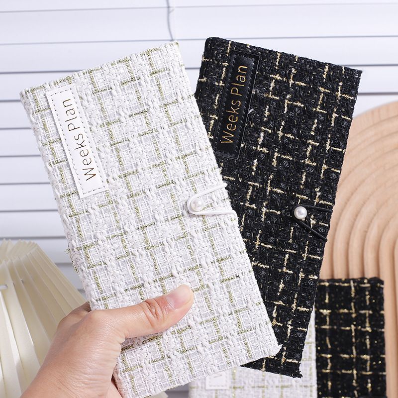 Xiaoxiangfeng 2024ins Notebook Checkered Dệt tuần Notebook Kế hoạch hàng tuần Phong cách mới Sổ cái 