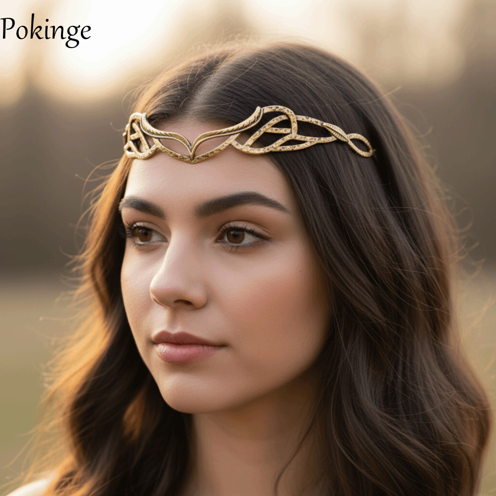 POKINGE Tiara Hobbit Elrond, Vương miện elf có thể điều chỉnh, Phù hợp cho đám cưới vintage