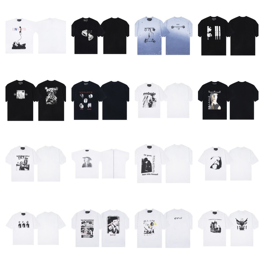 VG9K ERD Melancholy Rich Second Generation New Loose Fit Quiet Eye Print Round Neck Short Sleeve T H