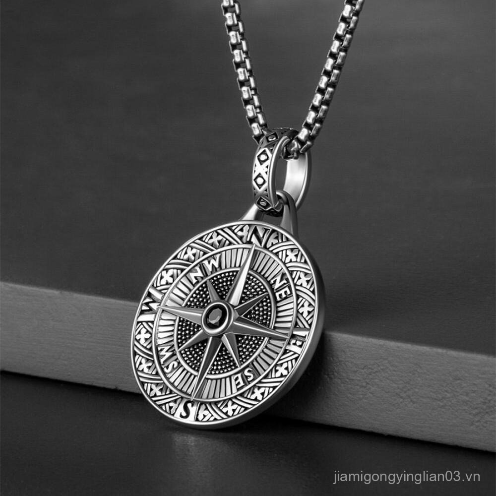 Nam Huy Chương Mặt Dây Chuyền Hip-Hop với Thiết Kế Tàu Cướp Biển và La Bàn - Hợp Kim Kẽm