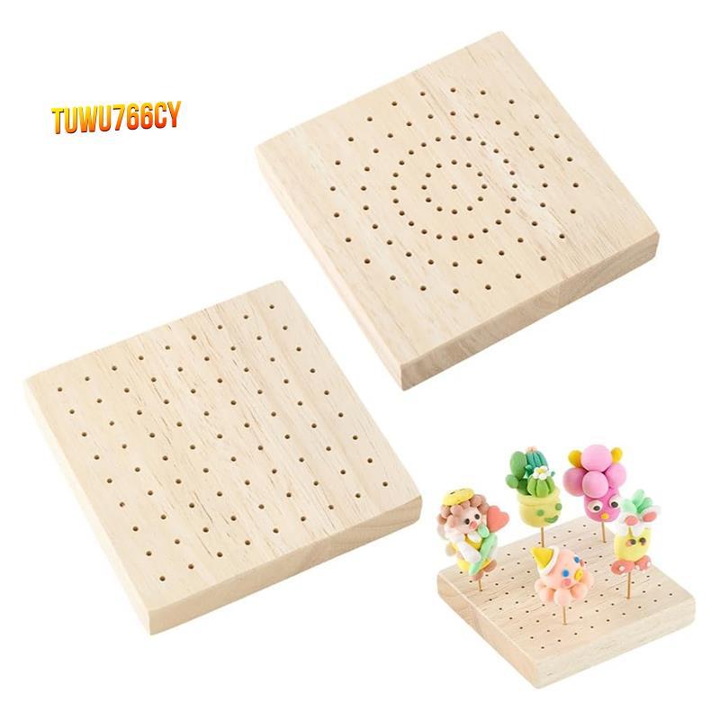 Đế trưng bày vuông bằng gỗ Mini 2 chiếc Giá đỡ xiên 3,9x3.9 Inch cho các mẫu đất sét gốm thủ công, 1