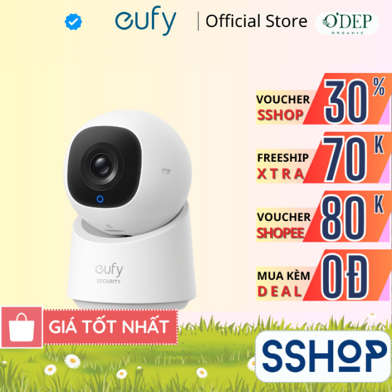 Camera trong nhà Eufy Indoor C220 | 2K rõ nét | AI tracking | Cảnh báo qua app - Hàng chính hãng - S