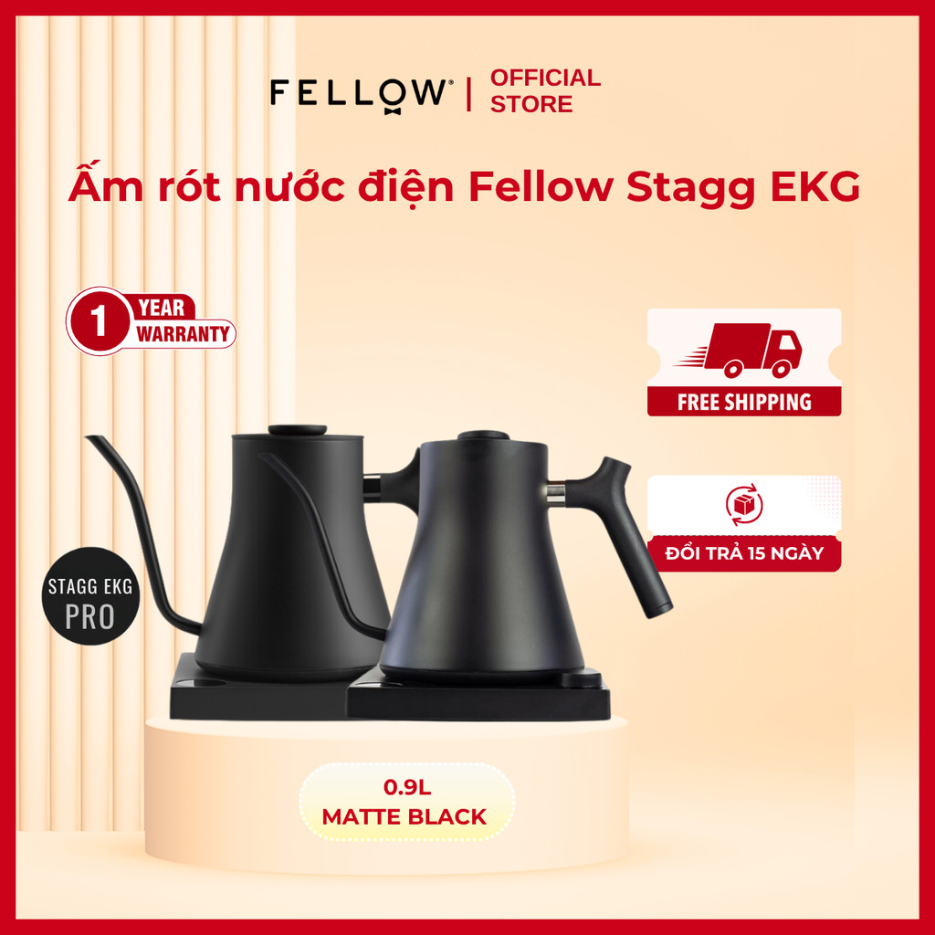 Ấm Rót Nước Điện Fellow Stagg EKG/EKG Pro, Dung Tích 0.9L - Matte Black - Hàng Chính Hãng