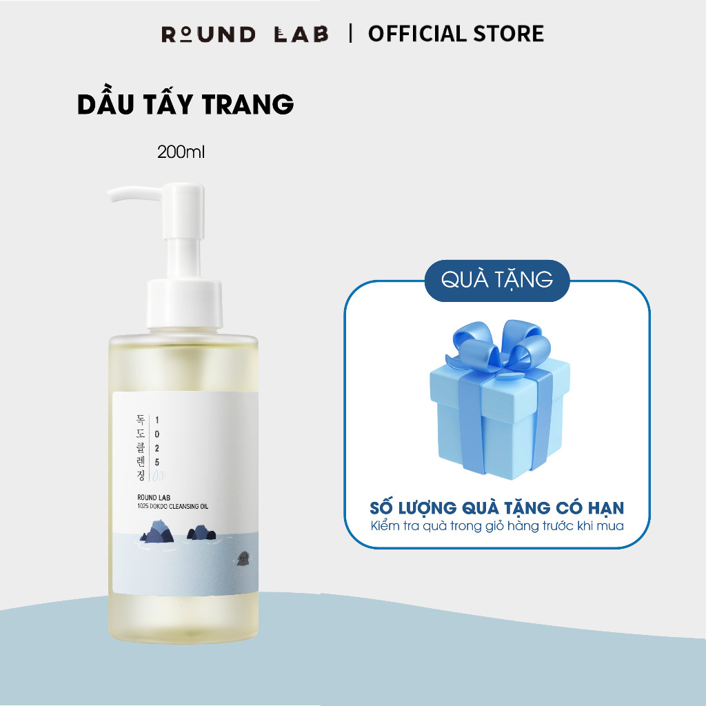 Round Lab Dầu Tẩy Trang 1025 Dokdo Cleansing Oil 200ml làm sạch lớp trang điểm và bụi mịn