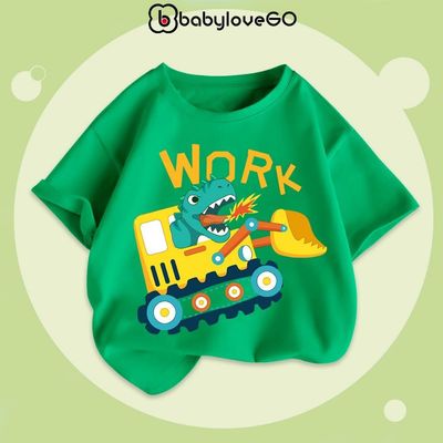 Áo thun cho bé BabyloveGO mẫu mới 2026 áo phông cộc tay bé trai in hình khủng long độc đáo