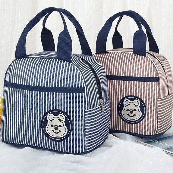 JUA Extra-thick waterproof striped insulated lunch bag, lunch tote, student lunch bag, mommy lunch t