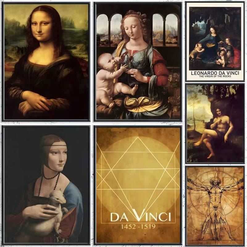 Famous Da Vinci Paintings  Calligraphy HD Canvas Painting Art Home Wall Decor Canvas Poster