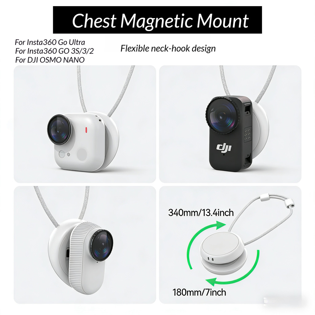 Ngực Gắn Từ Tính Cho Insta360 Go Ultra GO 3S / 3 / 2 Cho DJI OSMO NANO Ngực Từ Gắn Nhanh Phát Hành C