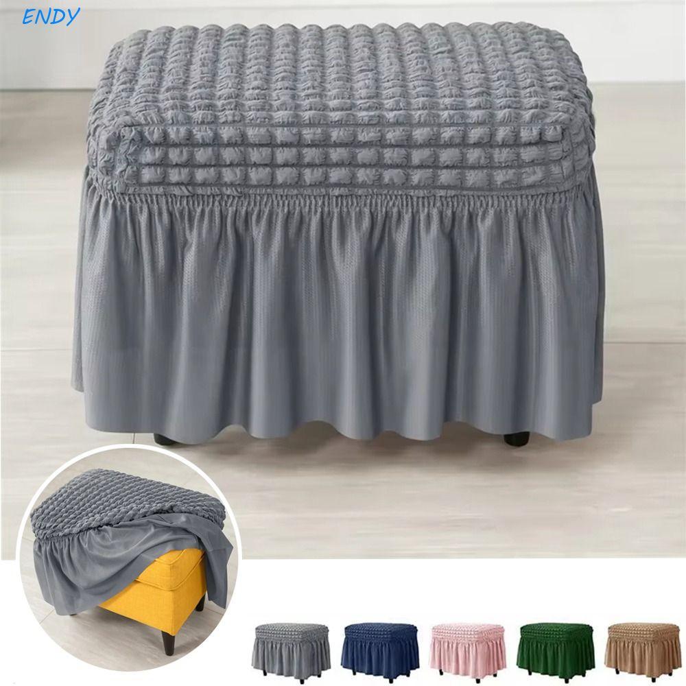 ENDY Stool Cover, Universal Seersucker Ottoman Cover, Có Thể Giặt Màu Trơn Thanh Lịch Chống Bụi Chân