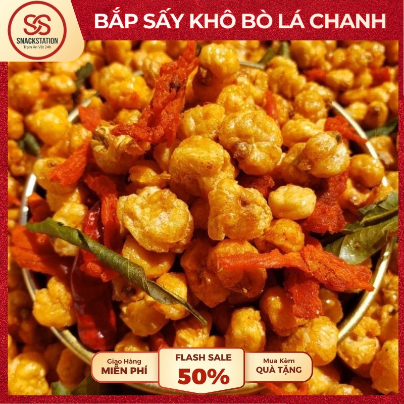(HÀNG MỚI) Bắp Sấy Khô Bò Lá Chanh - Giòn Rụm Đậm Đà - Bắp Khô Bò - Bắp Rang - Bắp Sấy Mix Khô Bò