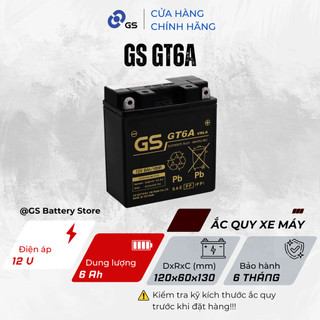 Bình ắc quy GS GT6A 12V 6Ah - Siêu bền, đề nổ mạnh mẽ (Đọc kỹ mô tả)