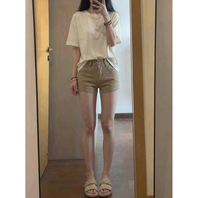 DaDuHey New American Ins High Street Retro Denim Shorts Niche High Waist Wide Leg Pants Large Size Hot Pants