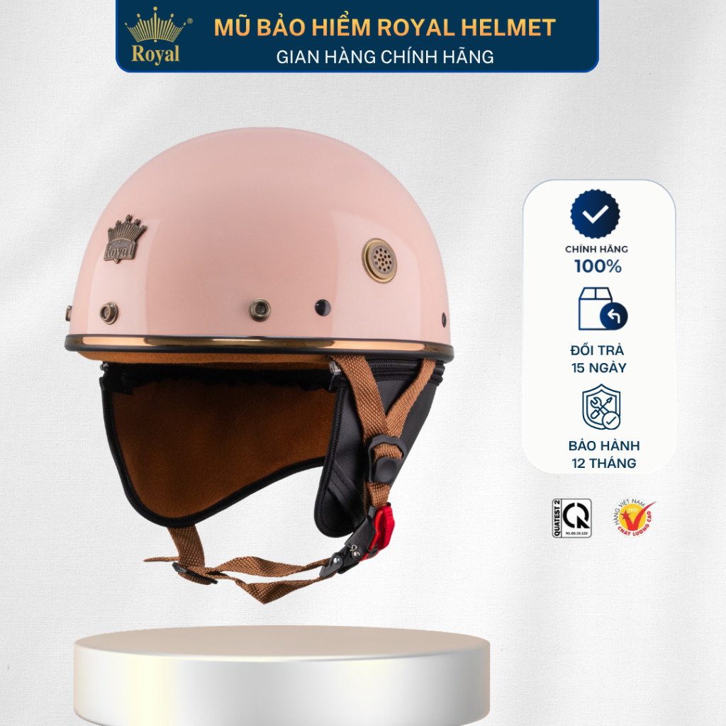 Mũ Bảo Hiểm Royal Nửa Đầu M379 Tặng Kèm Lưỡi Trai Cho Nam Nữ