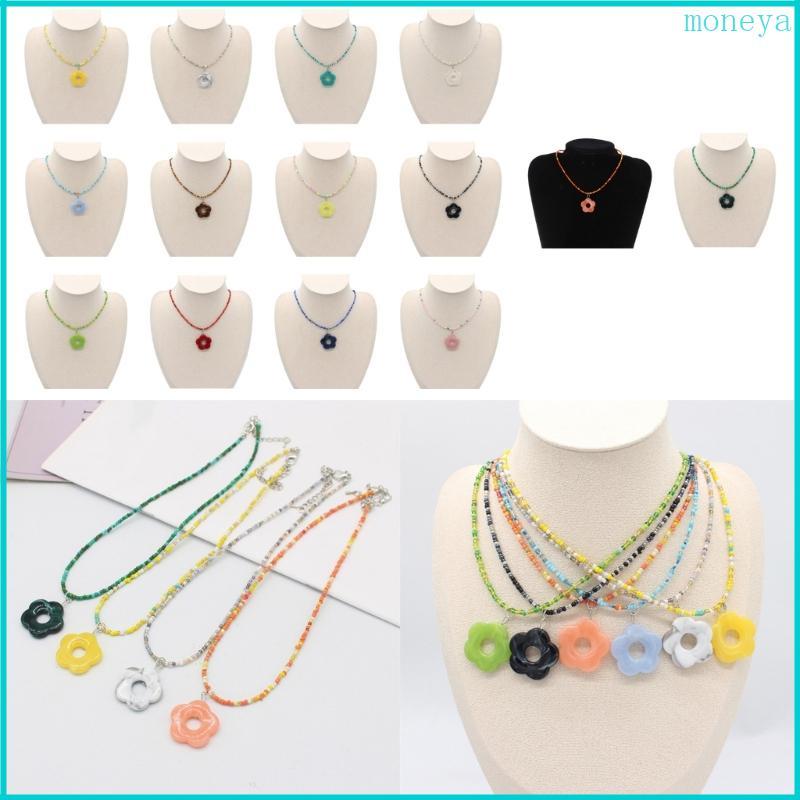 Mya Bohemian Tay Dệt Hạt Màu Vòng Cổ Hạt Gạo Vòng Cổ Hoa Vòng Cổ
