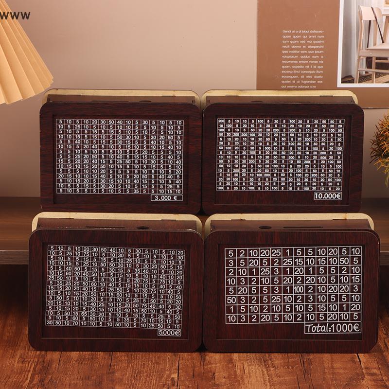 [auz] 1000/3000/5000/10000 Euro Money Box Wooden Piggy Bank With Reusable Money Box With Saving Goal