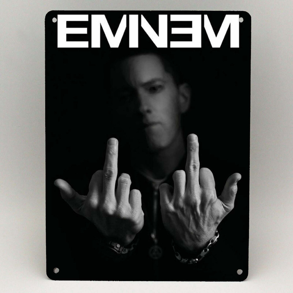 Eminem Ngón Giữa Vintage Kim Loại Poster Dấu Hiệu Mảng Bám Trang Trí EFHL