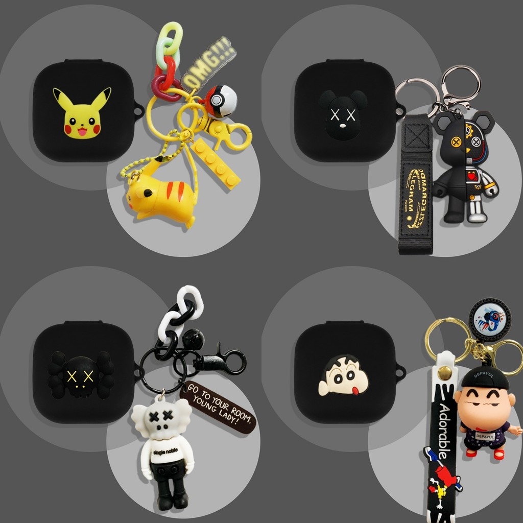 for 1MORE Ear Clip S12 Case Suitable for 1MORE S12 Silicone Soft Case Cute Bear Cartoon Keychain Pen