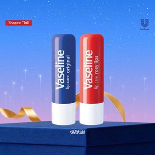  Combo 2 son dưỡng môi Vaseline dạng thỏi Lip Care: Mềm Mịn Original và Hồng Rosy Lips  4.8g x2  