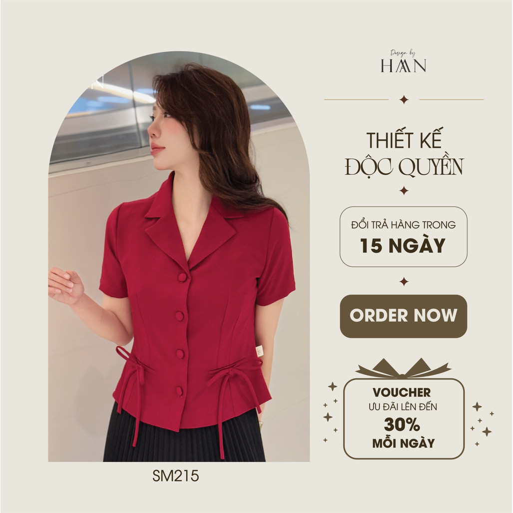 Áo Sơ Mi Nữ Công Sở Cổ Vest Màu Đỏ Hồng, Chất Liệu Mềm Mịn Thoáng Mát HAAN Design SM215