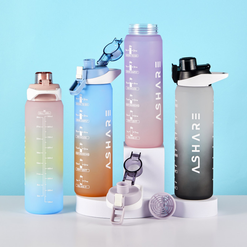 Ashare NEW 1-liter water bottle shaker sports water bottle health diet exercise office portable