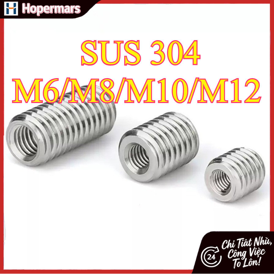 Ren cấy ốc Inox 304 ren cấy helicoil  M6 / M8 / M10 / M12 【 HC-VN -1】