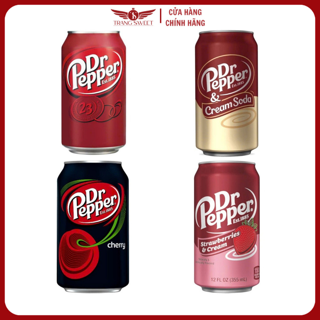Nước Ngọt Dr Pepper Cream Soda,Strawberries & Cream ,Cherry 355ml