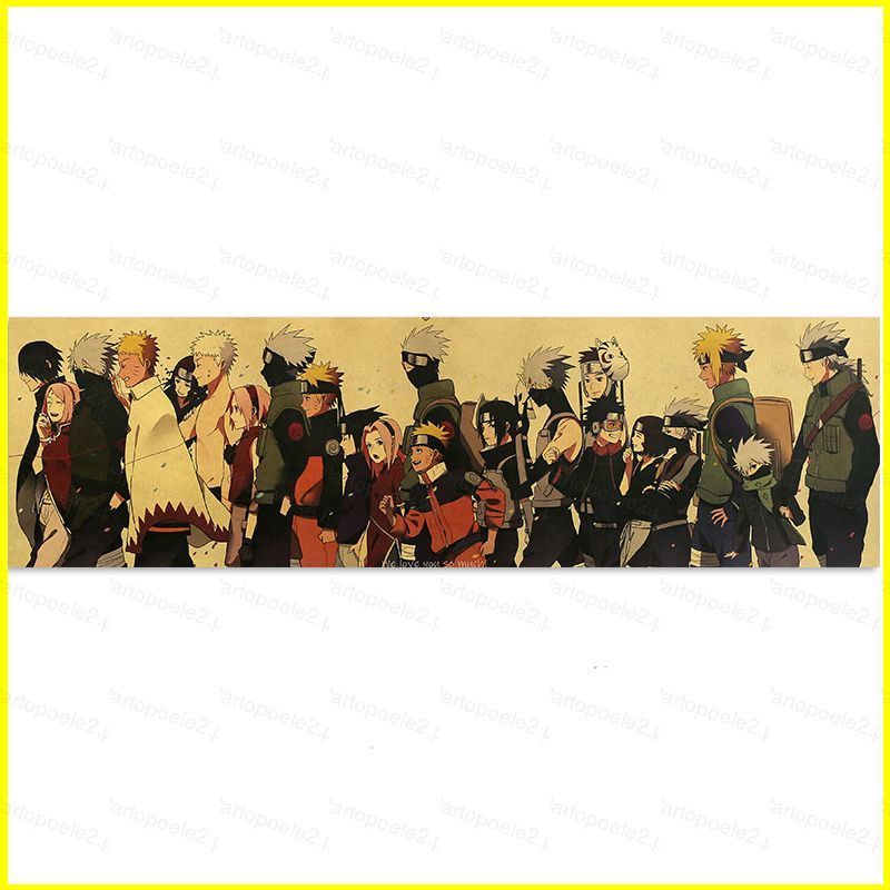 ST2 Naruto Anime Poster Nghệ Thuật Treo Tường Retro Giấy Kraft Vẽ Kakashi Obito Itachi Phòng Ngủ Trẻ