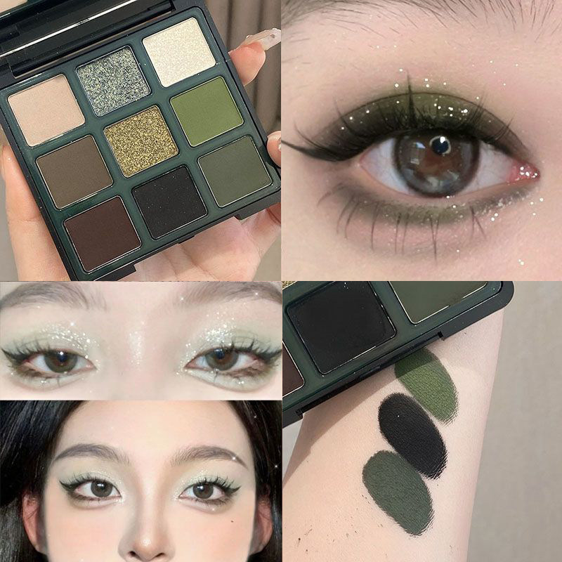 Opal Xanh Phấn Mắt Bảng Chín Màu Paris Garden Niche Matte Đen Xanh Tương Phản Màu Xanh Lá Cây Ô Liu 