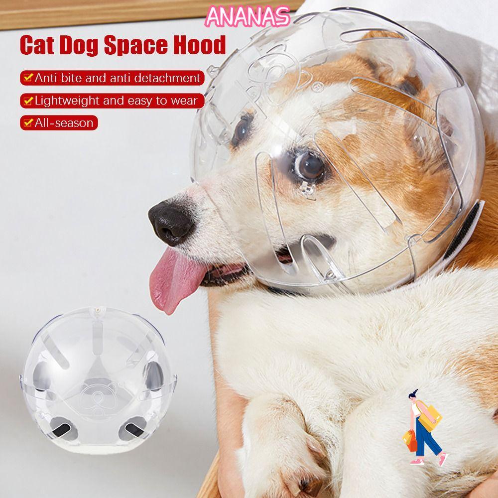 ANANAS Dog Stop Barking Muzzle, Stop Barking Cat Dog Space Hood, Phụ kiện chải lông thú cưng thoáng 