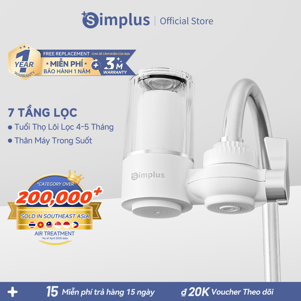 Simplus Đầu Lọc Nước Tại Vòi 7 Tầng Lọc JSQH005 - Bảo Hành 1 Năm 1 Đổi 1