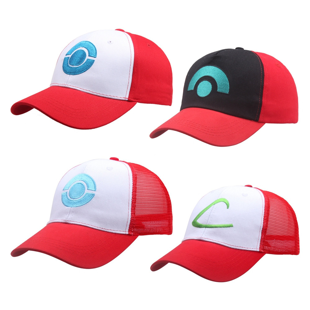 Mũ Anime Ash Ketchum Pokemon Ash Ketchum Mũ Cosplay Unisex Thêu Mũ Bóng Chày Túi Snapback Mũ Có Thể 
