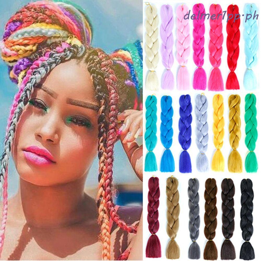 DELMERHOME 100g / Chiếc Jumbo Braid Hair, Tóc Móc Dài Tổng Hợp Bện Tóc, Corlorful 24 Inch DIY Hair H