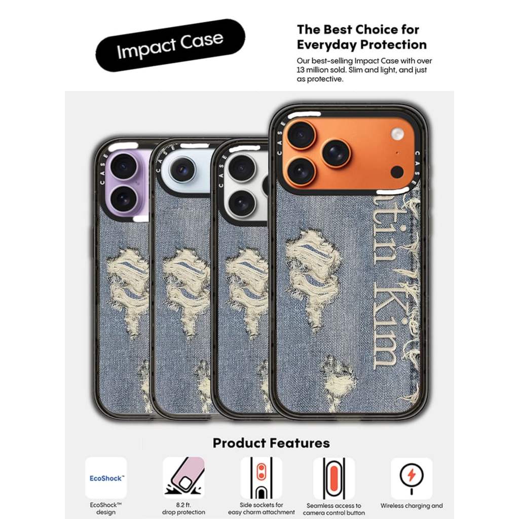 CASECASE X Làm Cũ Họa Tiết Denim Cạnh Đen Trong Suốt Cứng Hút Từ Tính Tác Động Dành Cho Apple IPhone