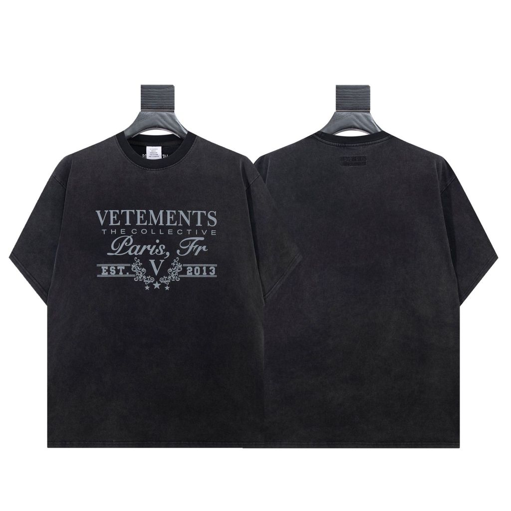 XJ8R VETEMENTS Summer New logo Embroidery Craft Loose Short Sleeve T T-shirt for Men and Women