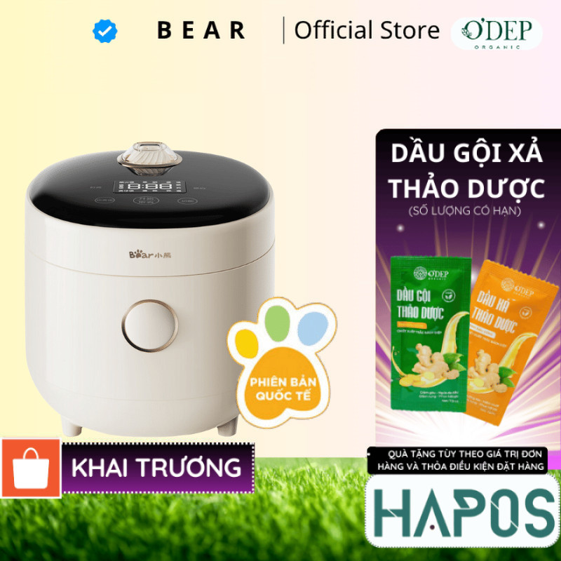 Nồi cơm điện Mini 1.6L (lòng nồi, 2 người ăn) Bear DFB-C16K1 - Hàng chính hãng - HAPOS HSA