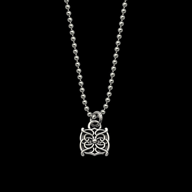 Vine Square Butterfly Flower Pendant Necklace Vintage-style necklace