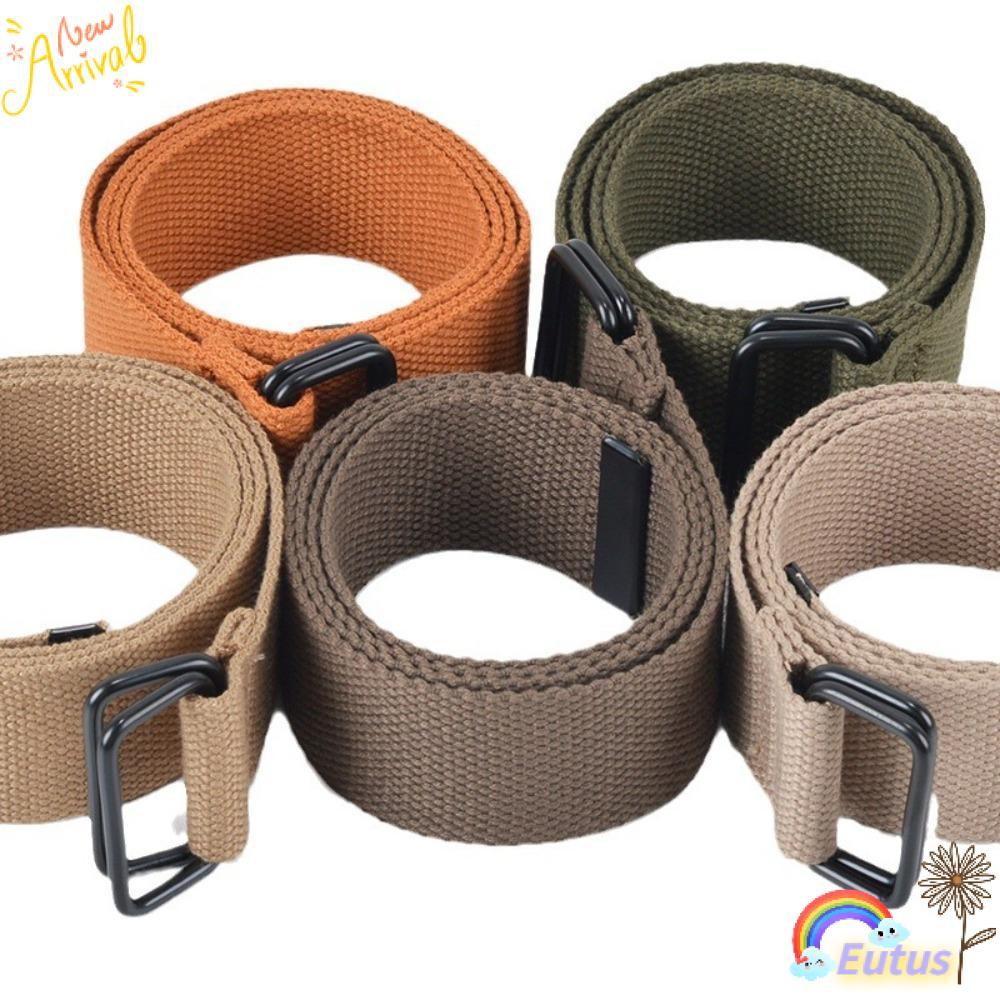 Thắt lưng quần EUCA, Khóa vòng đôi miễn phí Punch Canvas Belt, Vải vải thông thường Cotton Canvas Bu