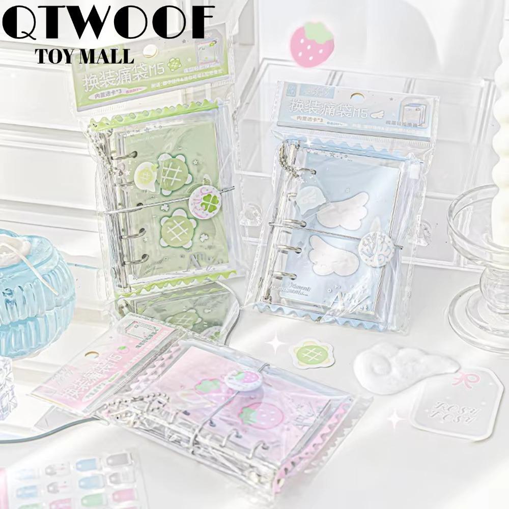 QTWOOF Loose Spiral Notebook, Ins Style Dress-up M5 Binder Journal Book, PVC Mini DIY Mini M5 Album