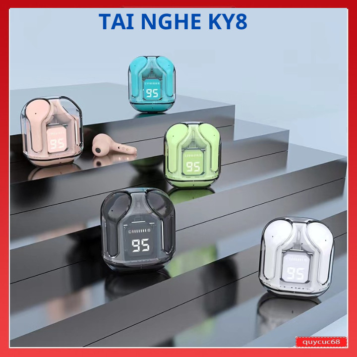 Tai Nghe Bluetooth Không Dây KY8 MINI PRO/ S8 / 31 / H4 v5.3 Chạm Cảm Ứng  Có Vỏ Trong Suốt Âm Thanh