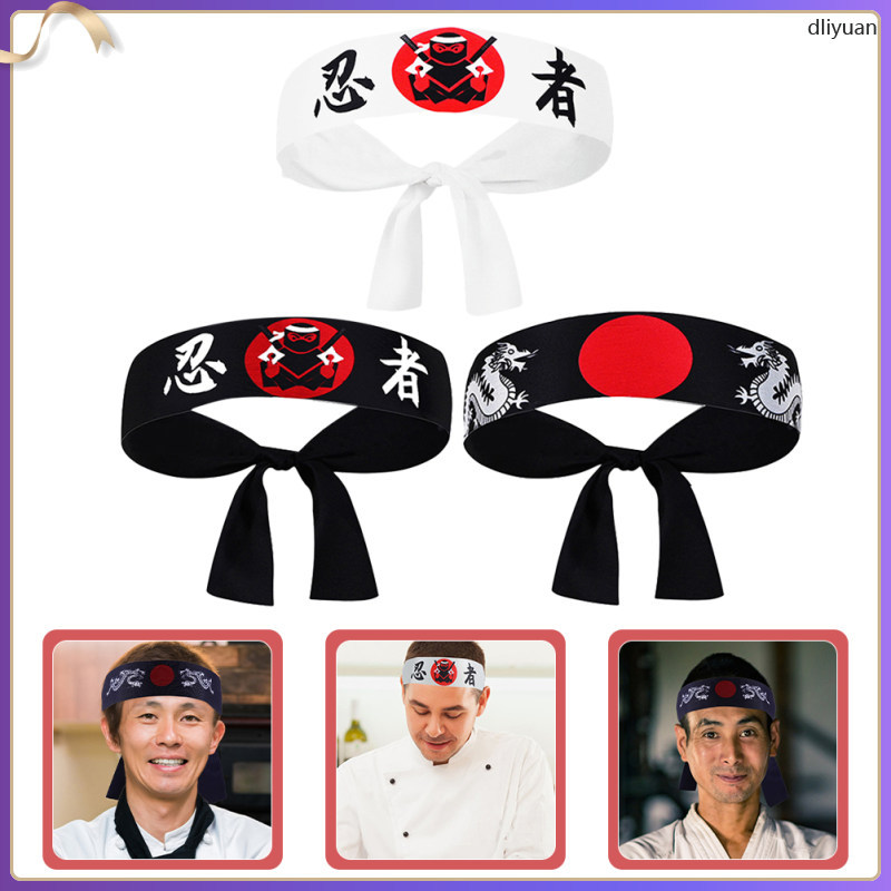 3 Băng Đô Buộc Nhật Bản Bandanas Cho Nam Trang Phục Phụ Kiện Hibachi Đầu Bếp Trang Phục dliyuan