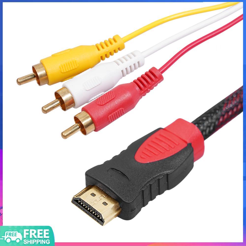 Chiếu sáng♨ HDTV Male to 3RCA Audio Video AV Cable Cord Adapter hoặc TV Set-Box DVD Laptop