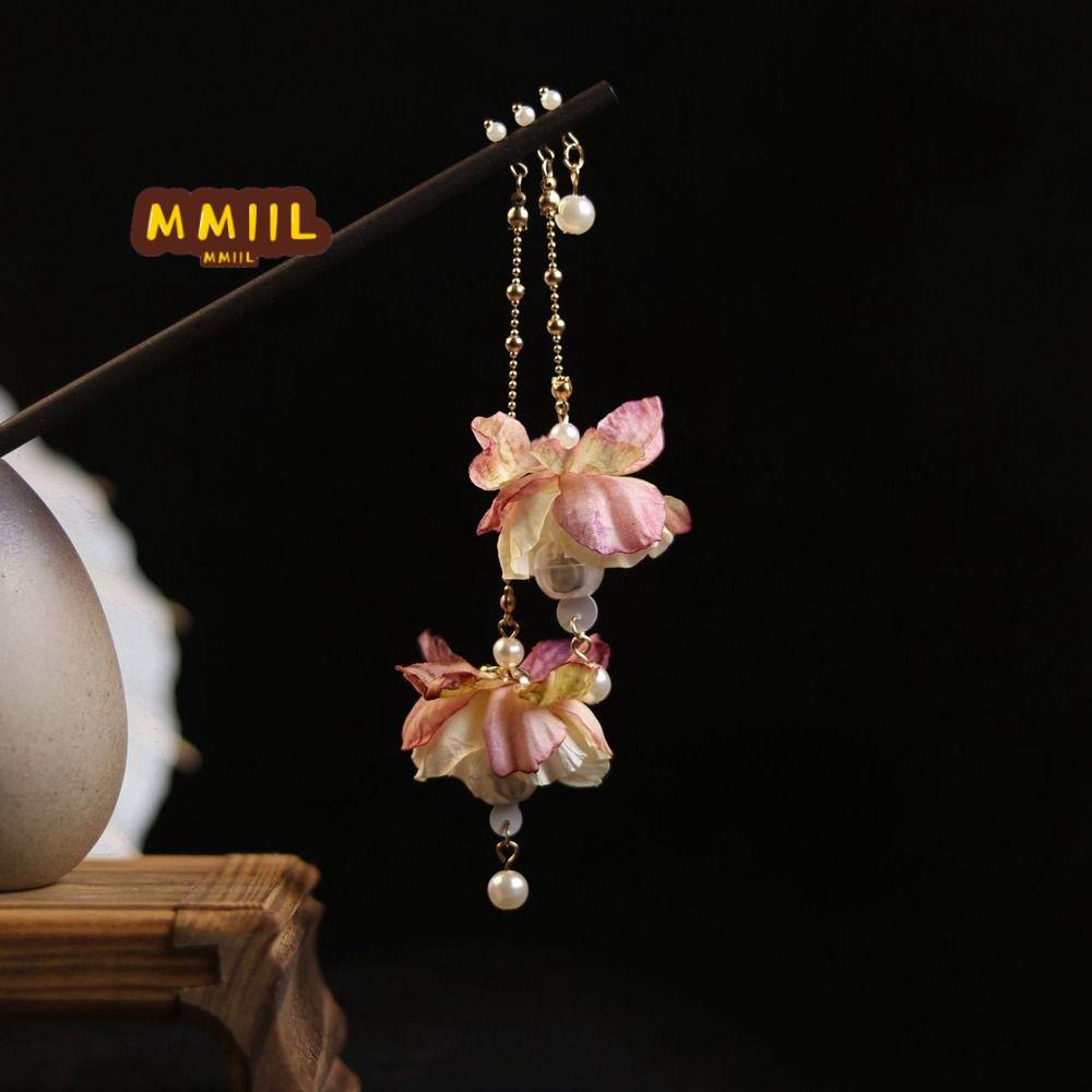HIFUN Hanfu Bộ Phụ Kiện Tóc Gỗ Hoa Cổ Điển, Kẹp Tóc Tua Rua Cho Nữ