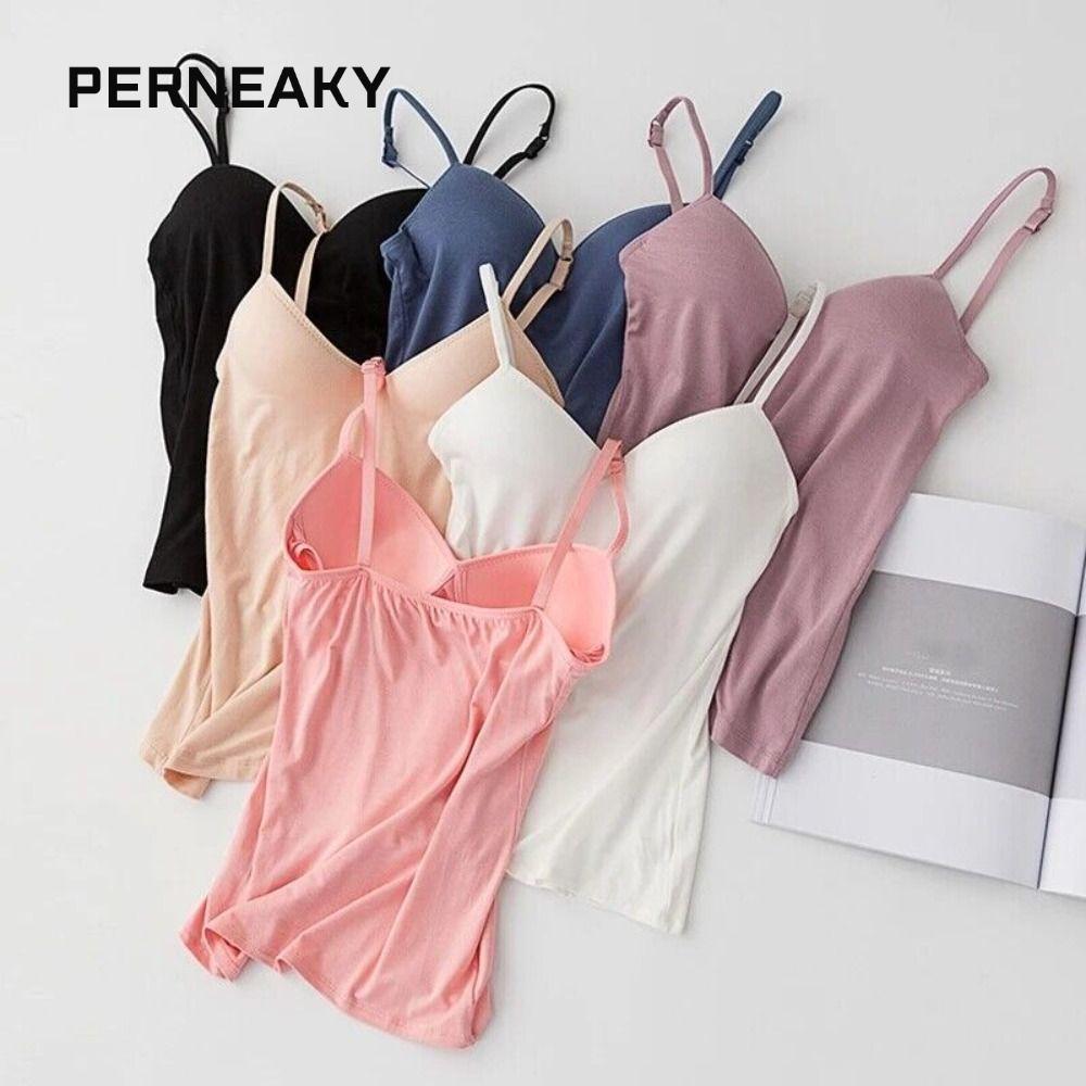 PENEAKY Spaghetti Dây Đeo Áo Modal Màu Trơn Tank Top Crop Top