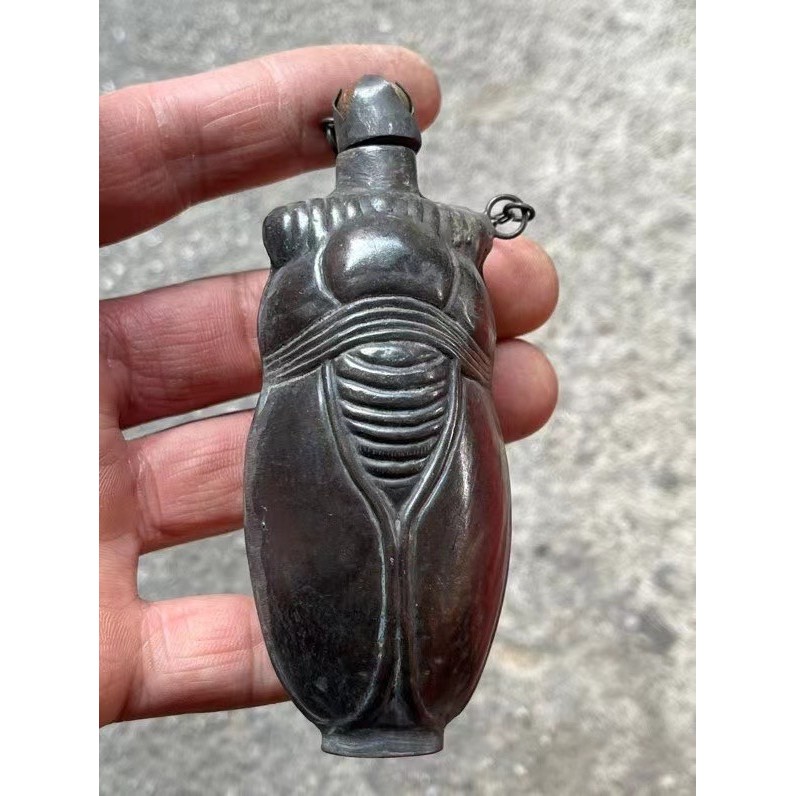 Bộ sưu tập tạp chí cổ Tây Tạng Bạc Cicada Biết Cổ Snuff Chai Cicada Hình Snuff Chai