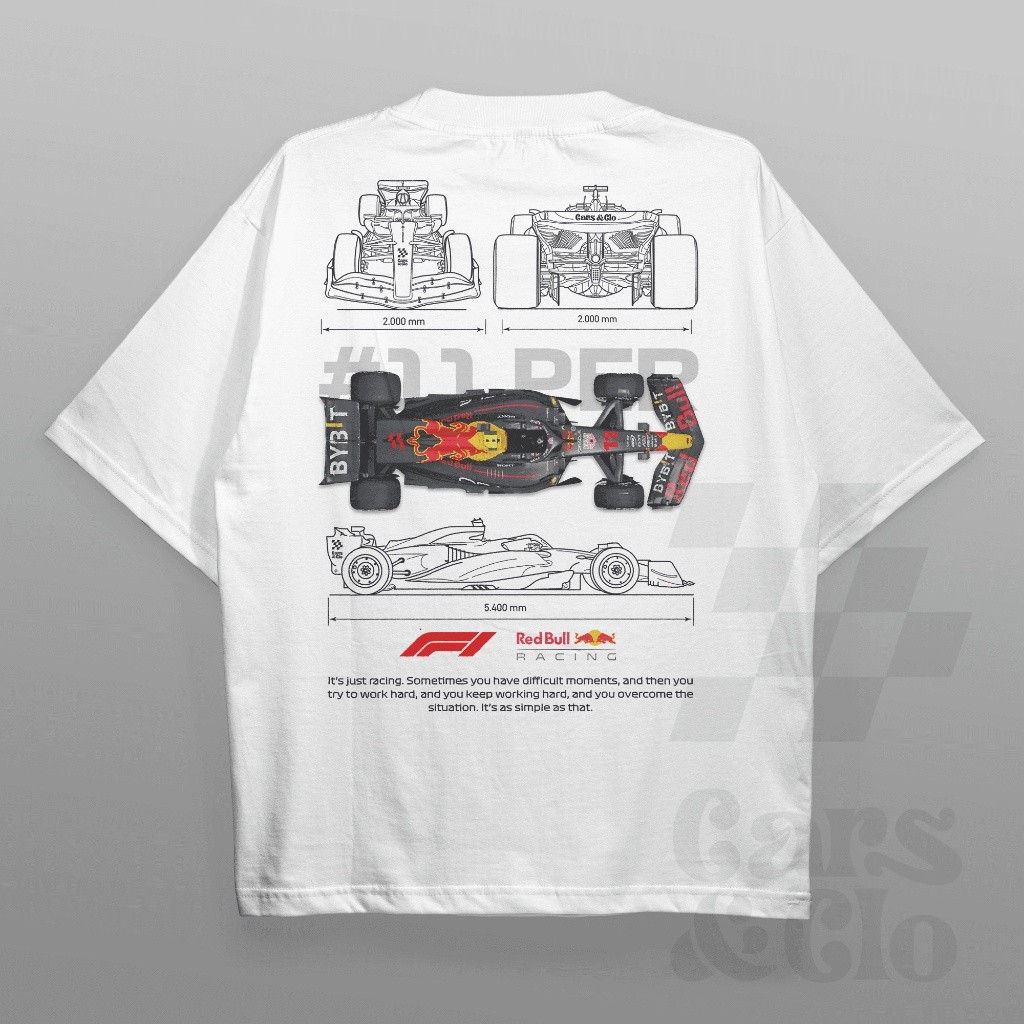 Cars and Clo - Regular Fit White - Áo thun in dấu đỏ F1
