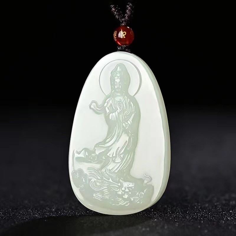 Chenglong Guanyin Mặt dây chuyền ngọc trắng Mặt dây chuyền ngọc bích Chenglong Guanyin Sen Guanyin G