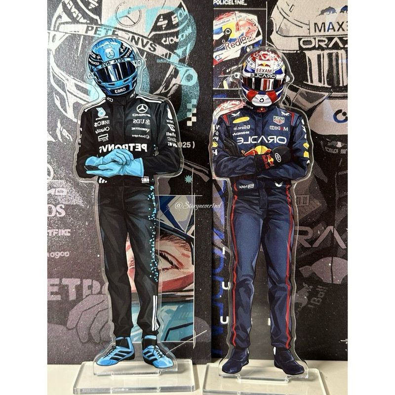 F1 Drivers Max Verstappen George Russell Acrylic Standee Để Bàn Đứng Mới Sưu Tập Trang Trí