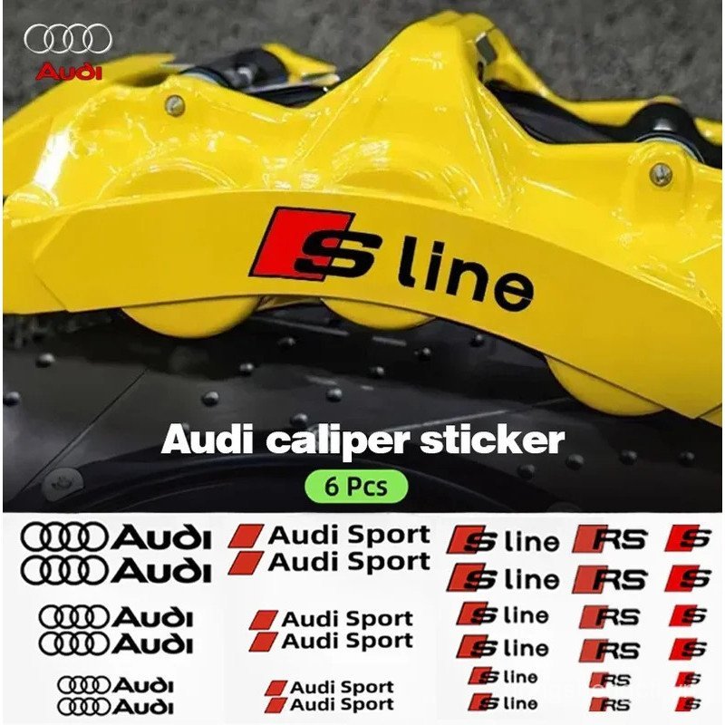 6 chiếc decal chịu nhiệt trang trí bánh xe vinyl dán cho Audi S A3 A5 A6 A1 A2 A4 A7 A8 Q1 Q2 Q3 Q4 
