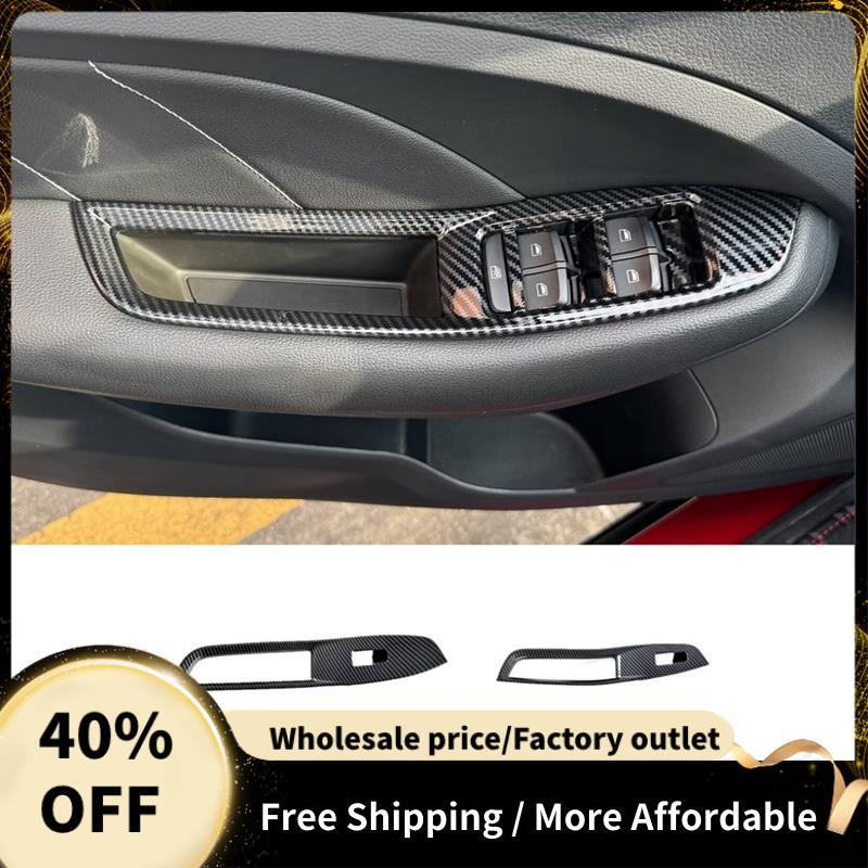 Cho MG ZS 2024 Cửa Sổ Ô Tô Công Tắc Nâng Nút Bao Viền Phụ Kiện Nội Thất Sợi Carbon