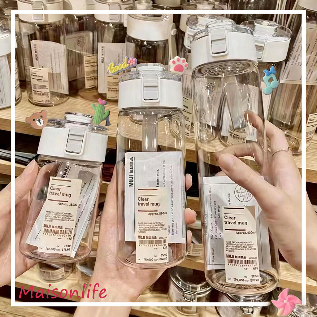 Ly nhựa trong suốt Phong cách Muji dung tích 350ml/550ml/800ml, có bộ lọc trà tiện lợi, dễ dàng mang